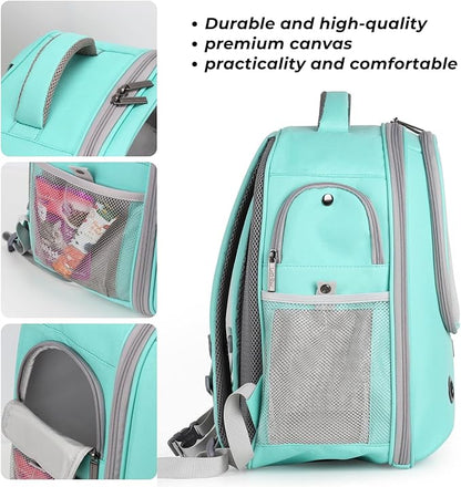 Lollimeow Pet Carrier Backpack, Bubble Backpack Carrier, Cats and Puppies,Airline-Approved, Designed for Travel, Hiking, Walking & Outdoor Use (Green)