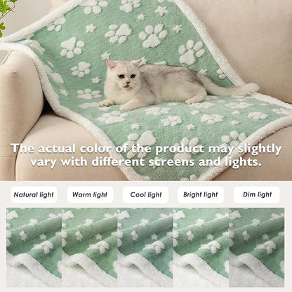 Waterproof Blanket for Dog Cat or Adult, Cute 3D Textured Paw Dog Blanket for Bed Couch Sofa, Soft Liquid Pee Proof Pet Furniture Protector, 60"x80", Green