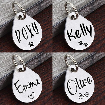 Ultra Joys Dog ID Tag, Custom Dog Tag Personalized Cat Tag, Pet ID Tag, Brushed Stainless Steel Teardrop Dog Tag Silver Large