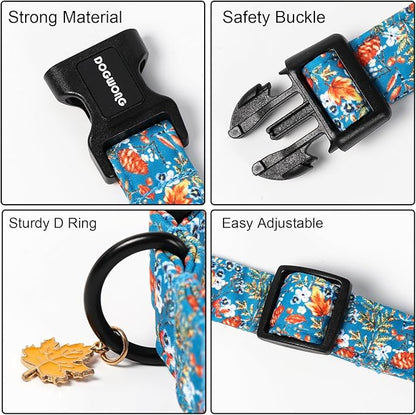 DOGWONG Fall Maple Dog Collar- Cute Classic Fall Autumn Flower Dog Collars Adjustable Fall Dog Collar for Small Medium Large Dogs S