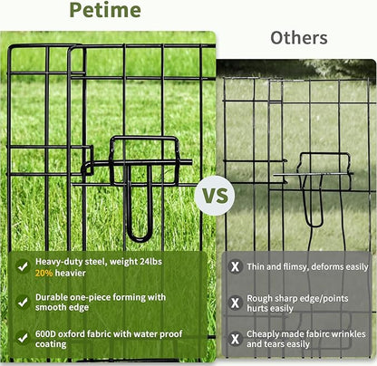 PETIME Foldable Metal Dog Exercise Pen/Pet Puppy Playpen Kennels Yard Fence Indoor/Outdoor 8 Panel 24" W x 36" H with Bottom Pad (with Bottom pad, 8 Panels 36" H)