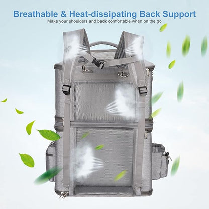 Detachable Double Pet Carrier Backpack for Cats and Small Dogs, Cat Travel Carrier for 2 Cats, Perfect for Traveling/Hiking/Camping, Grey