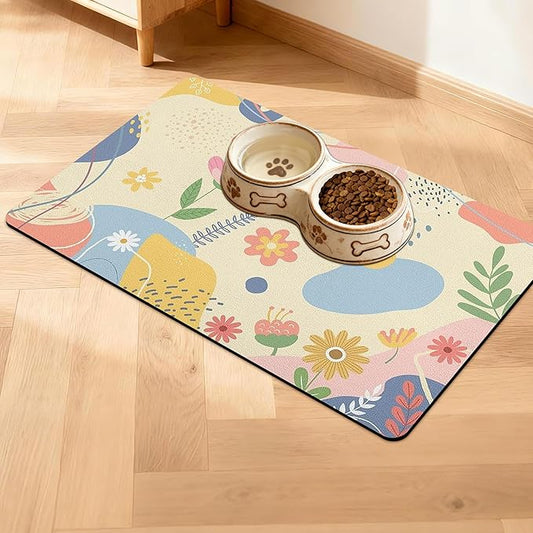 Pet Feeding Mat for Floors Waterproof Dog Mat for Food and Water Absorbent Quick Dry Non Slip mat for Cat Bowls