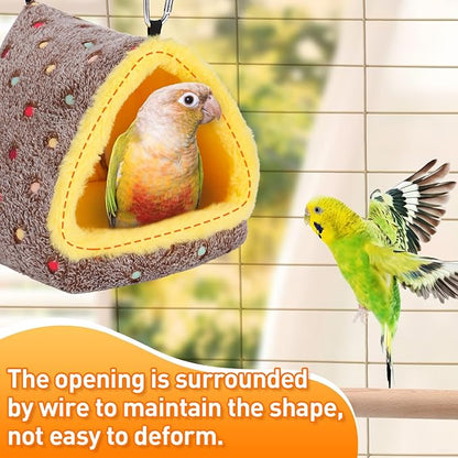 Medium Winter Warm Bird Nest for Cage - Comfortable Bird Bed with Support Board, Hanging Hammock Shed Hideaway Hut Gift for Macaws African Grey Amazon Parrots