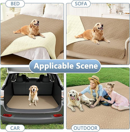 hyha Waterproof Dog Blanket, Soft Pet Bed Blankets, Waterproof Sofa Couch Cover for Dogs Washable, Reversible Pet Couch Covers for Sofa Furniture (52x82 Inch, Camel/Beige)