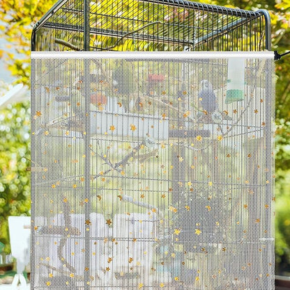 Bird Cage Seed Catcher, 60-118'' Large Bird Cages Cover, 31.5'' H Adjustable Nylon Bird Cage Mesh Net, Soft Airy Bird Cage Skirt Guard Accessories for Parrot Parakeet Macaw (Gray)