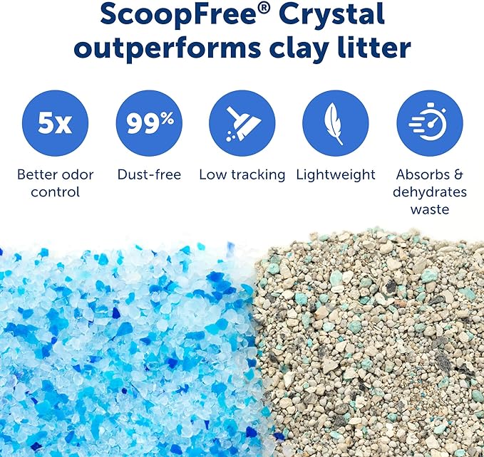PetSafe Legacy ScoopFree Crystal Pro Self-Cleaning Automatic Cat Litter Box - Front-Entry Motion-Sensing Cat Box with Integrated Health Counter - Includes 1 Disposable Crystal Litter Tray