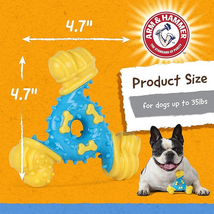 ARM & HAMMER for Pets Nubbies TriBone Dog Dental Toy Best Dog Chew Toy for Moderate Chewers Dog Dental Toy Helps Reduce Plaque & Tartar Peanut Butter Flavor Baking Soda (Pack of 24)