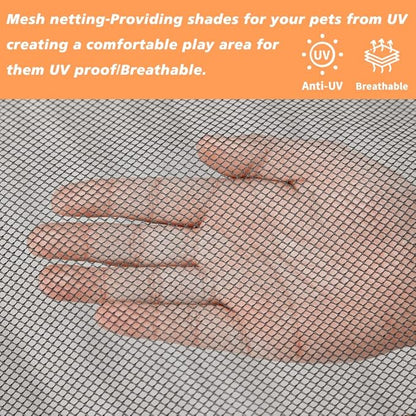 PJYuCien Dog Playpen Mesh Top Cover, Fits 24 Inch 8 Panels Regular Square Plastic Exercise Pet Pen, Adhesive Tape Connections, Black (Note: Cover Only, Fence Not Included)