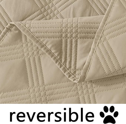 hyha Waterproof Dog Blanket, Reversible Pet Bed Blanket, Soft Sofa Couch Cover for Dogs Washable, Waterproof Pet Couch Covers for Sofa Puppy Cats Furniture Protector(68"x82", Taupe/Taupe)