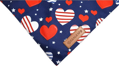 Realeaf 4th of July Dog Bandanas 2 Pack, Reversible American Flag Pet Scarf for Boy and Girl, Premium Durable Fabric, Patriotic Bandana for Medium and Large Dogs (Large)