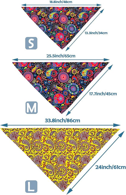 30 Pcs Paisley Bandanas for Dog Polyester Print One Side Bandana Bulk for Small Medium Dogs Breed Reversible Stitch Bandana Grooming M