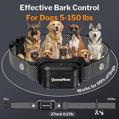 Bark Collar, Dog Bark Collar for Large Medium Small Dogs, Citronella Dog Bark Collar with Adjustable Spray & Sensitivity, Rechargeable Anti-Bark Collar for Dogs with Safe, 2 Collar Straps(Black)