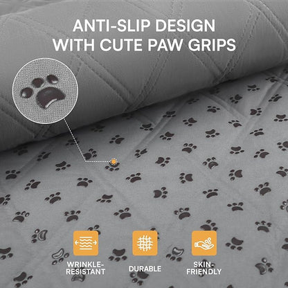 Luciphia 100% Waterproof Couch Cover Blanket for Dogs Anti-Slip Pet Couch Protector Sofa Mat Puppy Cat with Non-Slip Bottom, Light Grey, 52x82 Inch