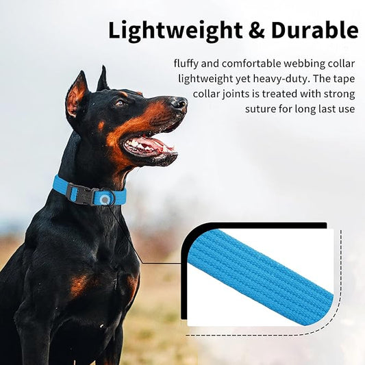 lynxking Dog Collar Soft Padded Breathable Cotton Solid Color Strong Adjustable Pet Collar for Little Puppy