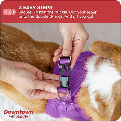 Downtown Pet Supply Step-in Dog Harness – No Pull, Adjustable Padded Mesh with Reflective Trim, Secure Buckle Strap – Comfortable & Breathable Small Dog Harness, Medium, Purple