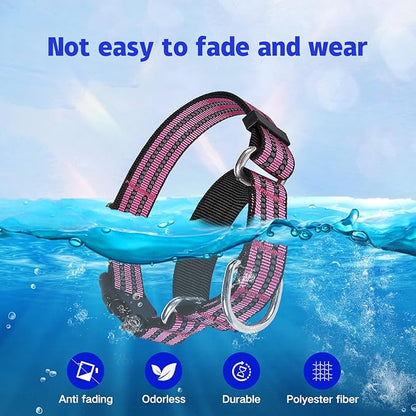 Martingale Dog Collar, Adjustable Nylon Reflective Collar with Buckle No Pull Dog Collar for Small Medium Large Dogs (Pink L)