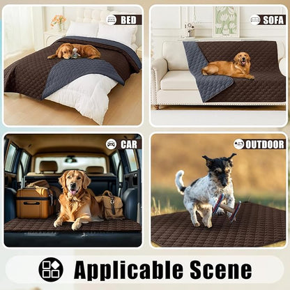 Smiry Waterproof Dog Bed Cover Blanket, Soft Reversible Pet Blanket, Washable Leakproof Cats Dogs Couch Cover for Sofa, Couch, Furniture (40x50 Inch, Chocolate/Dark Grey)