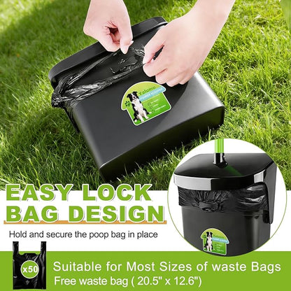 Pooper Scooper Swivel Bin & Rake with 50 Waste Bags, 38" Long Adjustable Handle Dog Poop Scooper for Yard Large Medium Small Dog, Easy to Clean Pet Waste Use on Grass, Dirt, Concrete or Gravel