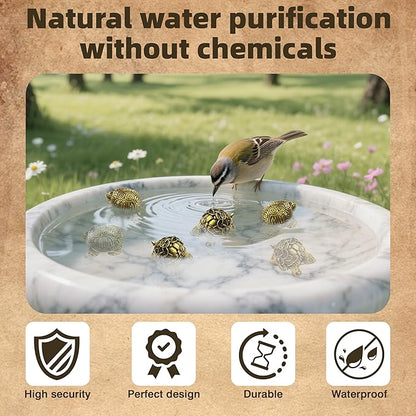 6 Pcs Copper Bath Disks Ornaments Mini Turtle Shape, Retro Copper Birdbath Purification Cleaner, Fit for Outdoor Birdbaths, Bowls