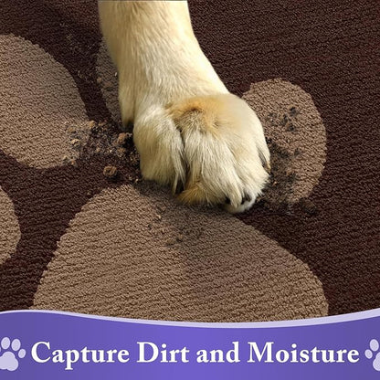 Buganda Dog Door Mat for Muddy Paws, Absorbent Dirt Trapper Non Slip Indoor Doormats, Washable Low-Profile Mat for Mud Dogs, Entryway Carpet for Inside Floor (36x24 Inches, Brown)