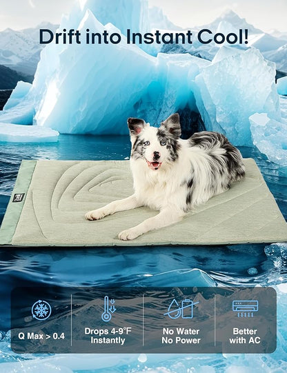 ZonLi Dog Cooling Mat, 59" x 40"Extra Large, Waterproof Cooling Pad for Dogs & Cats, Portable & Durable Pet Mat for Crate, Trunk, Camping, Outdoors, Machine Washable, Ice Green