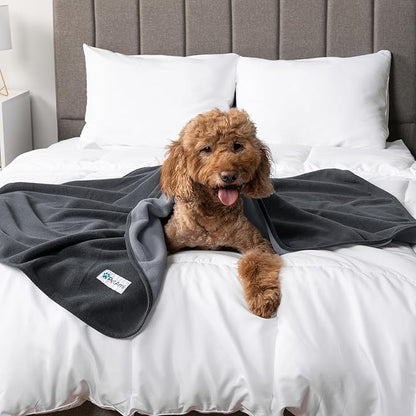 PetAmi Waterproof Dog Blanket for Small Medium Pets Dogs Cats, Pet Couch Cover Protector for Furniture, Reversible Washable Soft Fleece Cat Blanket for Bed Couch Sofa, 29x40 (Gray/Light Gray)