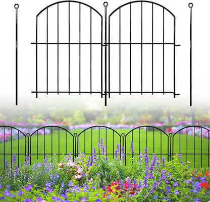 Decorative Garden Fence 17in x18ft, 18 Pack Rustproof Metal No Dig Fence Animal Barrier for Dog, Arched Flower Bed Edging Ornamental Wire Border Panel Fencing for Yard Patio Outdoor Decor