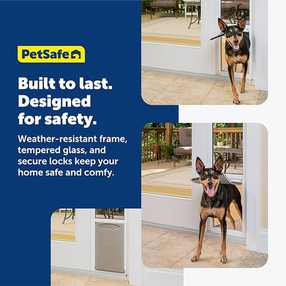 PetSafe Sliding Glass Pet Door - No-Cut DIY Install Doggy Door for Renters - Aluminum Frame - Adjustable Height 91 7/16" to 96" - Ideal for Medium Dogs Up to 40 lb - White