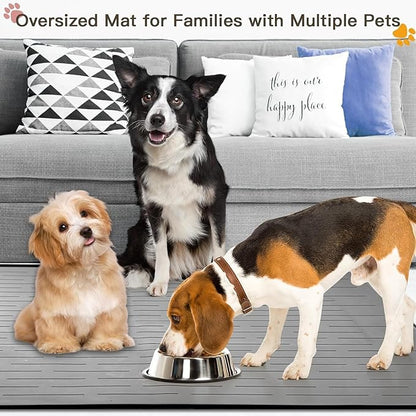 Largest Dog Food Mat, 39.5"x29.5" Silicone Dog and Cat Mat for Food and Water Bowls, Thinken Waterproof Non-Slip XXXL Pet Feeding Mat for Floors (Avocado Green)