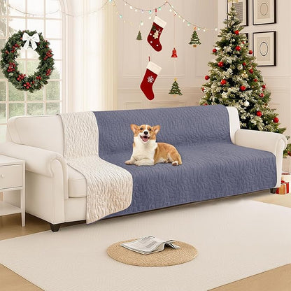 Waterproof Dog Blanket, Non-Slip Soft Pet Bed Cover, Couch Cover for Dogs Washable, Protects Sofa, Furniture, Crate, Car, Tear Resistant Leakproof Pet Blanket (68x82 Inch, Grey Blue)