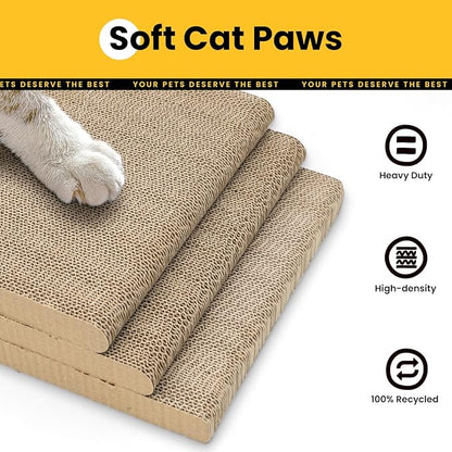 Cat Scratcher Lounge, 23 Inch L-Shaped Cat Scratch Pad, Vertical & Horizontal Scratching 1.2" Thick Cardboard with Fun DIY Stickers, Durable, Eco-Friendly