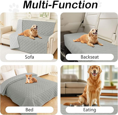 hyha Waterproof Dog Bed Blanket, Soft Pet Blankets, Waterproof Couch Cover for Dogs, Reversible Sofa Covers Washable for Furniture (82x82 Inch, Grey/Light Grey)