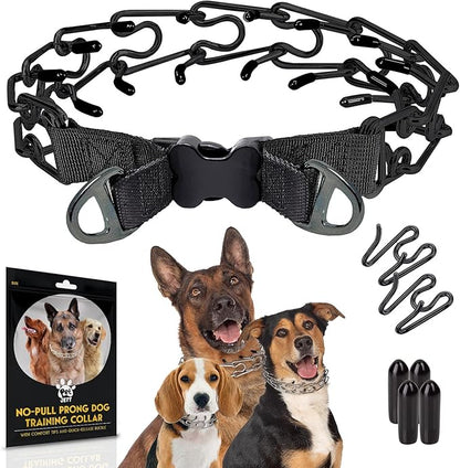 PetJett Prong Collar for Dogs - Adjustable Training Collar No Pull Choke Collar for Dogs, Pinch Collar for Dog, Walking Tool for Small, Medium, or Large Breed - Stainless Steel Metal Choker Chain