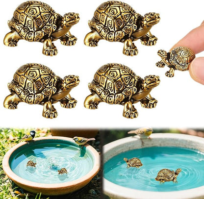 4 Pcs Mini Copper Bath Disk Ornaments Brass Bird Bath Purification Disks Birdbath Cleaner Single 0.6 oz Weight Universal Fit for Outdoor Birdbaths, Bowl(Turtle)