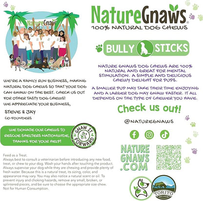 Nature Gnaws Bully Sticks for Dogs 11-12" (1Lb) - Mixed Thickness - Long Lasting for Aggressive Chewers and Large Dogs - Natural Beef Dog Chew Bones