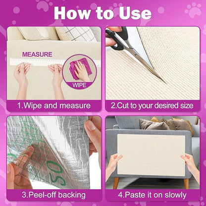 23.6x15.8 Cat Wall Scratcher Mat with Nano Tape,Anti Cats Scratch Furniture Couch Carpet Corner Protector for Indoor,Trimmable Cat Scratching Pad Board Sofa Replacement