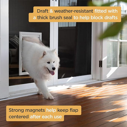 Hakuna Pets Deluxe Aluminum Pet, Cat and Dog Door with 2-Way Locking Panel for Screens, Doors and Walls up to 2.8" Thick, Small, White