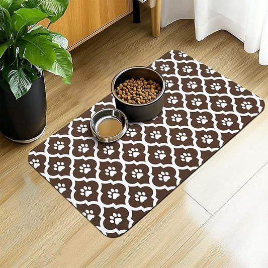 Dog Food Mat 24X32 Inch Pet Feeding Absorbent Mats for Floor Cat Water Bowl Placemats Non-Slip Washable Dog Mat for Food and Water