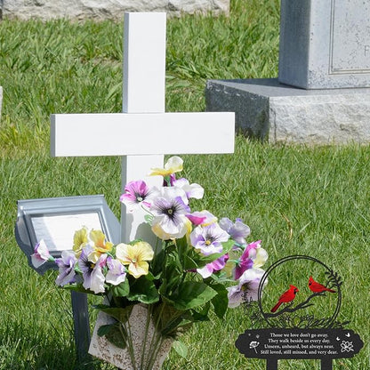 Cardinal Grave Decorations for Cemetery, Metal Memorial Stakes Grave Decorations for Loss of Mother Father Cardinal Decor Plaques Markers for Cemetery Humans Outdoor Yard Garden