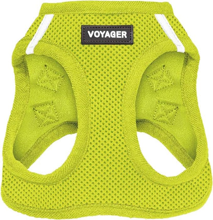 Best Pet Supplies Voyager Step-in Air Harness - All Weather Mesh, Reflective, No Pull Harness for Dogs, Cats - Secure with Hook & Loop Fastener, Buckle, Double D-Rings - Lime Green, XL