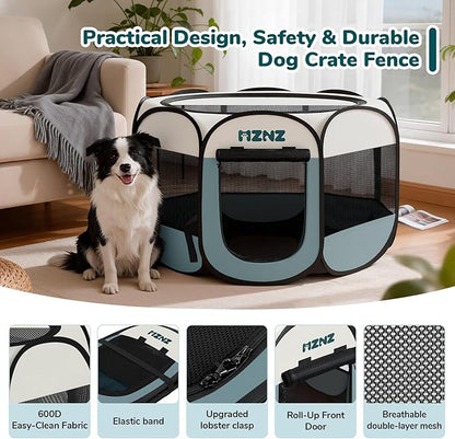 Dog Playpen, Portable Puppy Pet Crate Indoors for Small/Medium/Large Dogs Cats Rabbits, Foldable Dog Cage Enclosure for Outdoor, Pop Up Dogs Tent Kennel with Carrying Case, Grey