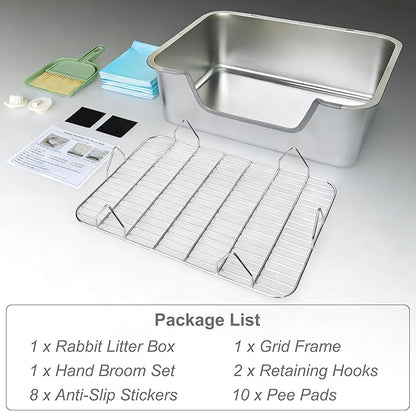 Stainless Steel Sifting Litter Box for Rabbit (L)