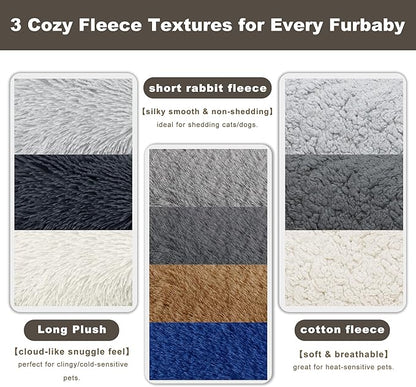 Plush Cat Couch Bed - Cat Bed for Indoor Cats, Dog Sofa Bed, Short Rabbit Fleece Calming Pet Couch with Removable Cover, Anti-Shedding Pet Sofa for Small/Medium Pets (26×18×12in, Navy Blue)