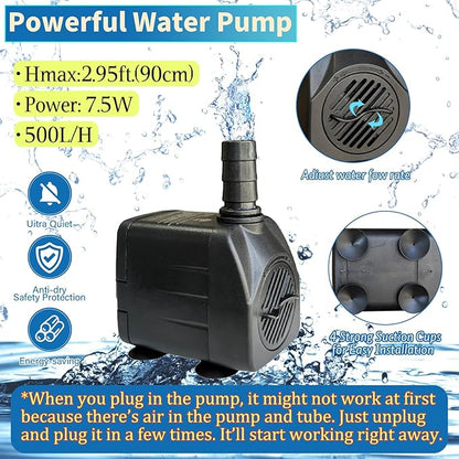 SAC SMARTEN ARTS Fountain for Bird Baths for Bird Bath Fountain with 7.5W Water Pump Resin Granite Rock Water Feature for Garden Patio Lawn Hummingbird Birdbath Fish Tank and Aquariums