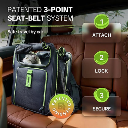 Cat Carrier Backpack for Travel & Car, 3-in-1 Expandable Cat & Small Dog Backpack Carrier up to 25 lbs, Breathable & Waterproof Pet Carrier