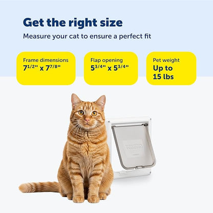 PetSafe Interior 2-Way Locking Cat Door - Allows Convenient Movement Between Rooms & Minimizes Scratching - Tinted Durable Plastic Privacy Door for Feeder & Litter Box