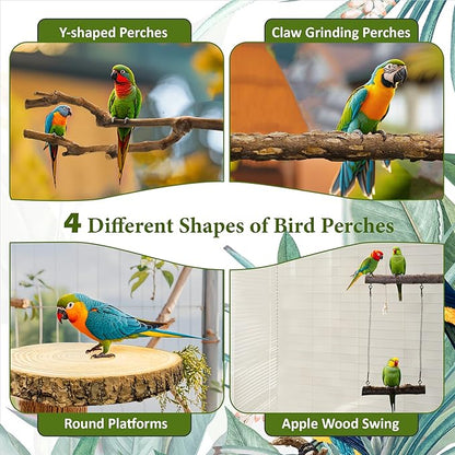 8pcs Natural Bird Perches for Cage, 5.9“ Small Wood Bird Perch for Parakeet/Cockatiel, Bird Cage Stick, Bird Branches for Cages, Birdcage Accessories for Parrot Conure
