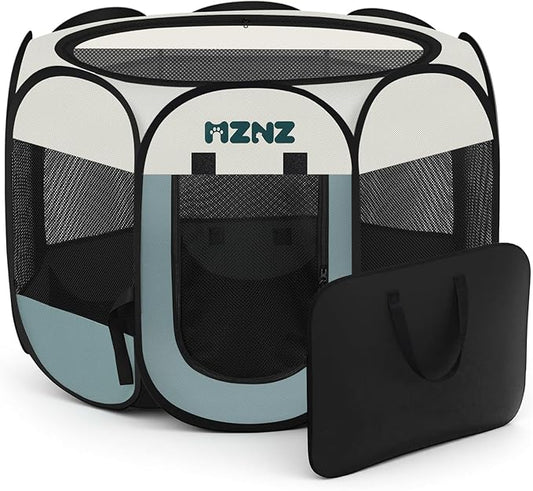 Dog Cat Playpen, Portable Puppy Pet Crate Indoor for Small Dogs Cats Rabbits, Foldable Dog Cage Enclosure for Outdoor, Pop Up Dogs Tent Kennel with Carrying Case, Grey