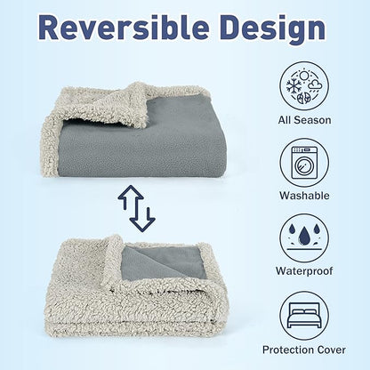 Kritter Planet Waterproof Dog Blanket, Reversible Water Proof Pet Blanket for Couch, Bed & Sofa, Washable Couch Covers for Large Dogs - Protects Furniture from Fur, Dirt, and Accidents
